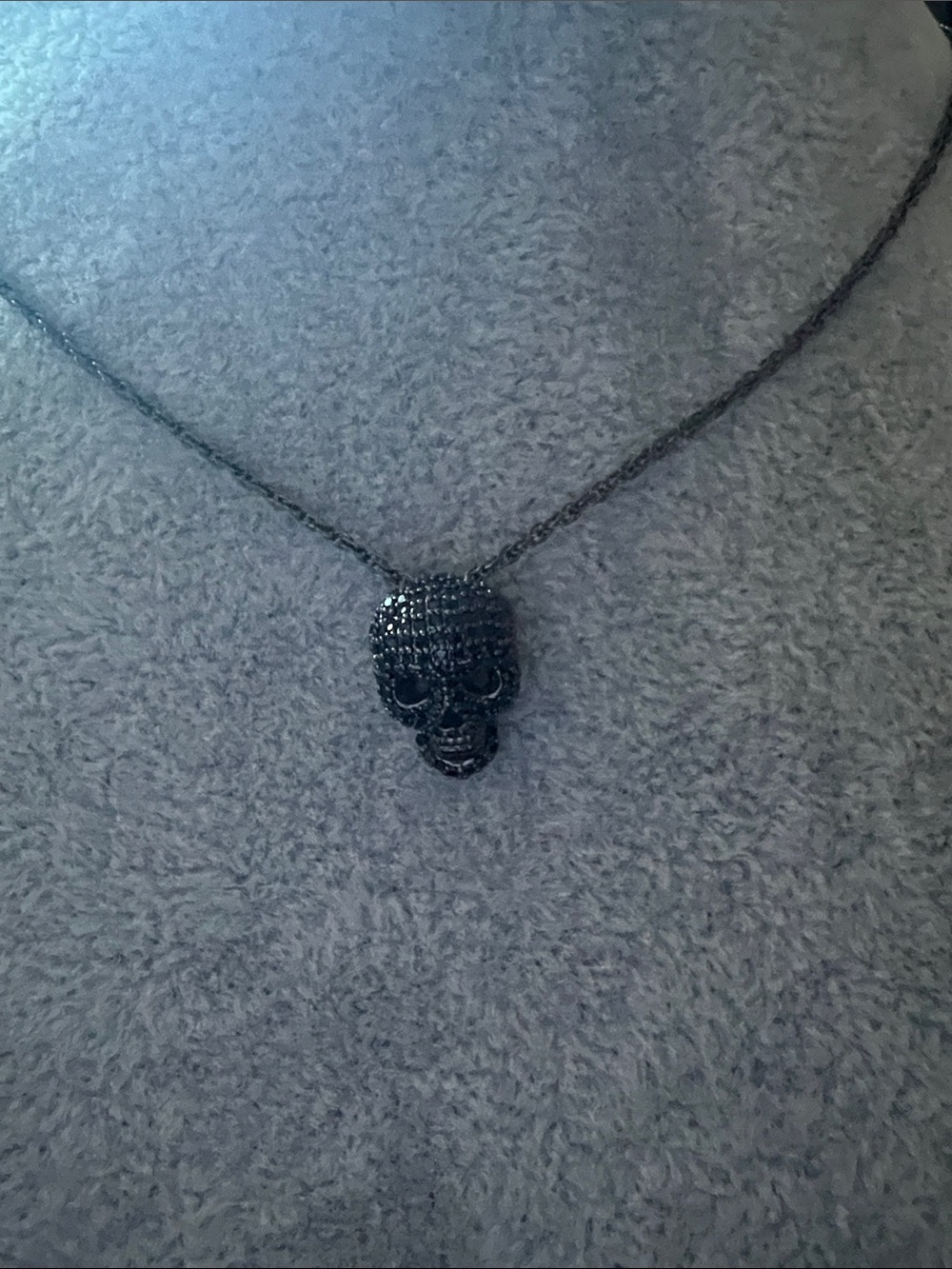 Black Crystal Skull Pendant Necklace for Women